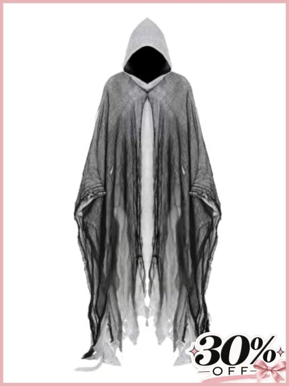 Grim Reaper Hooded Cloak Linen Halloween Costume Cosplay Cape Men Adult